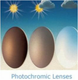Lenses changing shade with varying light levels
