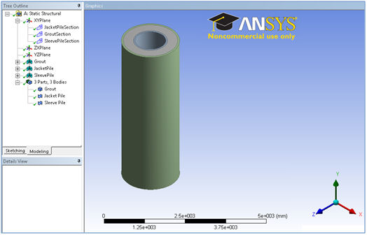 Section of the grout joint