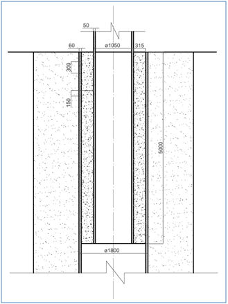 Section of the grout joint