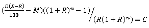 main equation for cost calculations