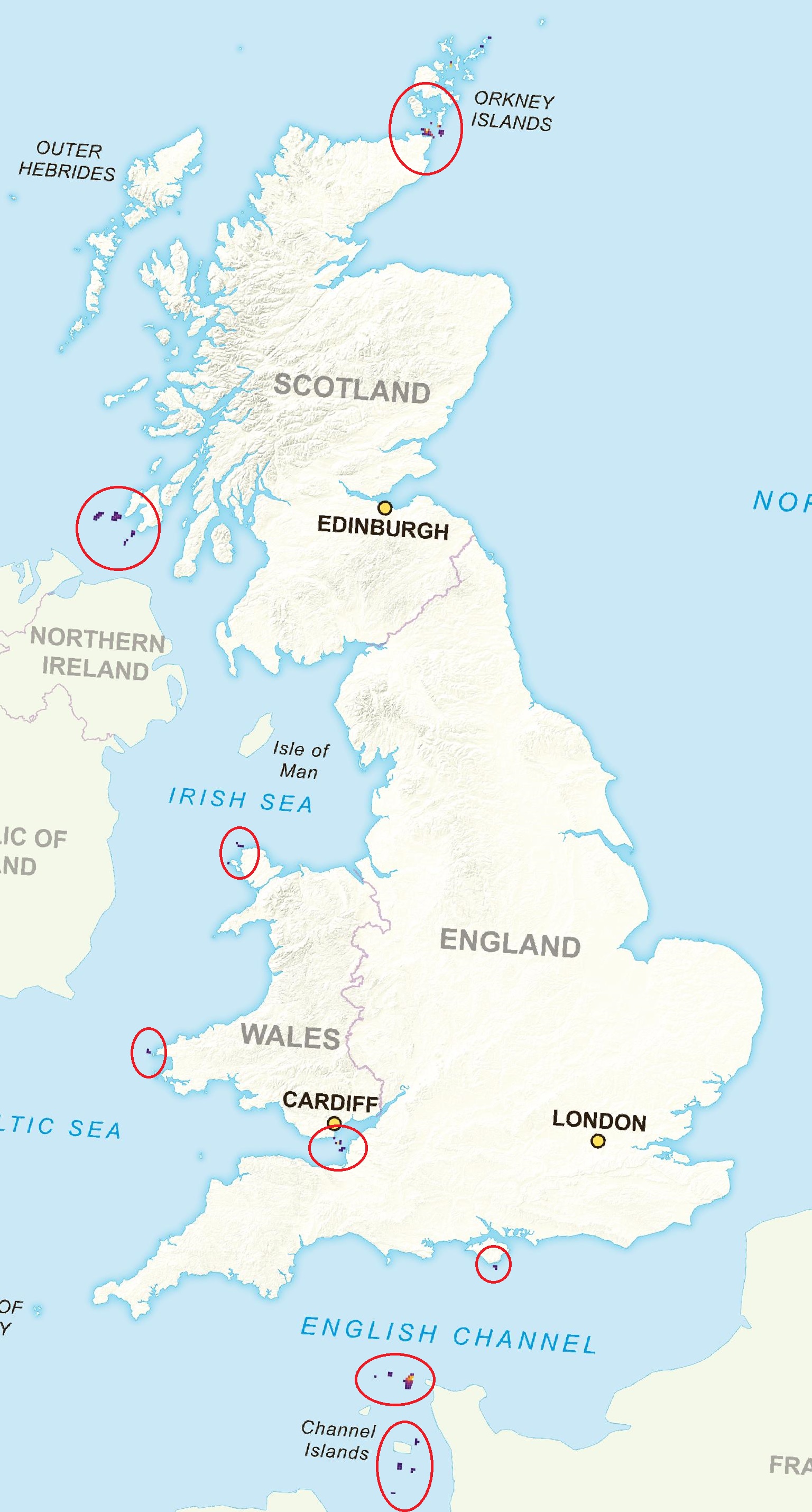 Map showing spots with maximum generation potential