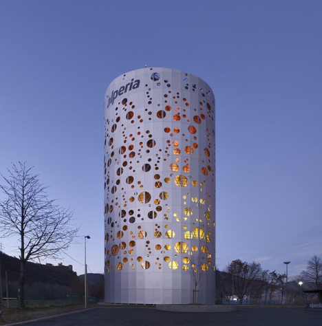 The Alperia thermal storage tower in Bolzano, Italy