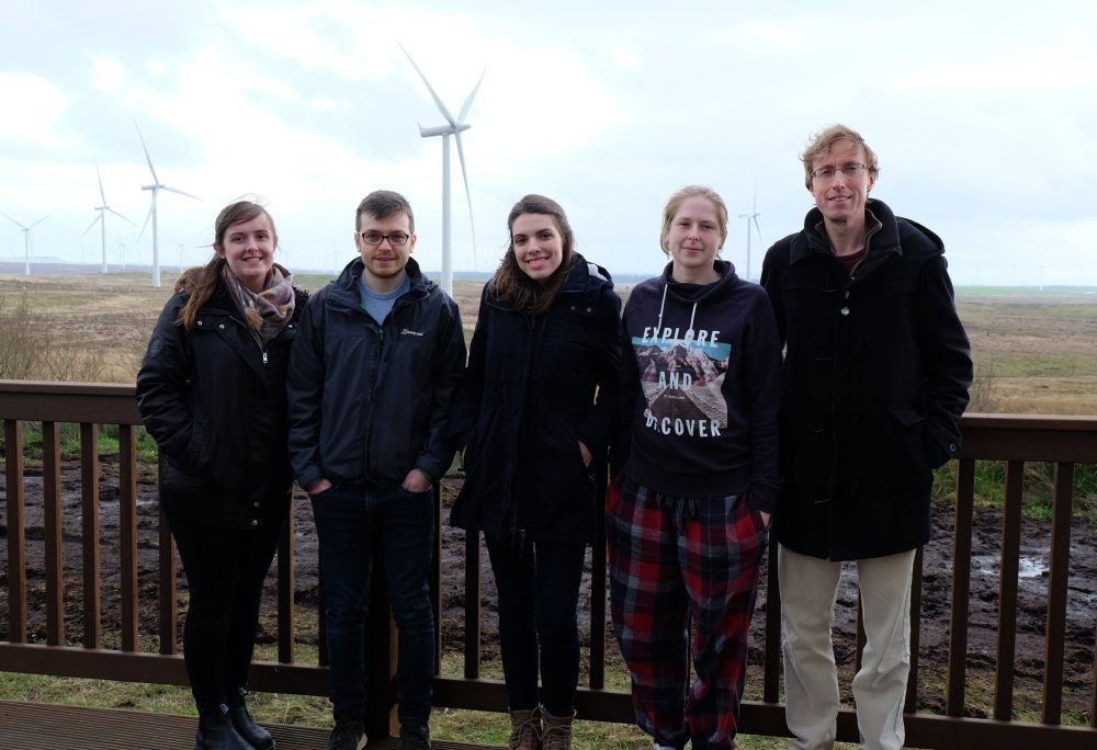 The team on a field trip to Whitelee Wind Farm