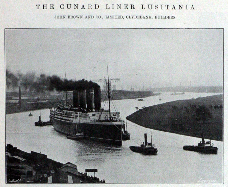 The Lusitania in the river Clyde after its launch in 1906. Source: Grace's Guide