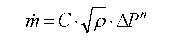 m=C*ro^0.5*DP^n